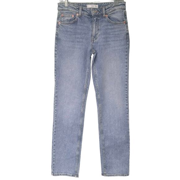 MNG by Mango Light Wash Denim Pants High-Rise Straight Leg Jeans Womens Sz 4 - Picture 1 of 8